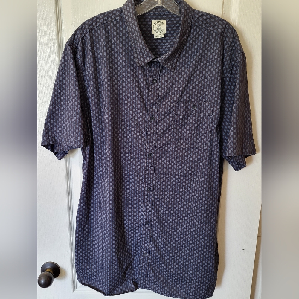 VOYAGER Black BUTTON DOWN CASUAL Short Sleeve SHIRT Men's XXL Navy Blue